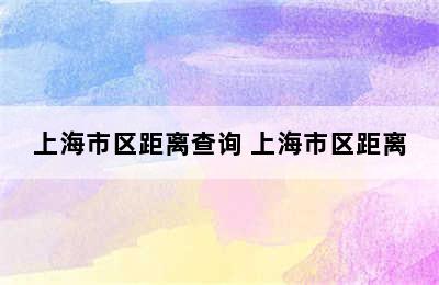 上海市区距离查询 上海市区距离